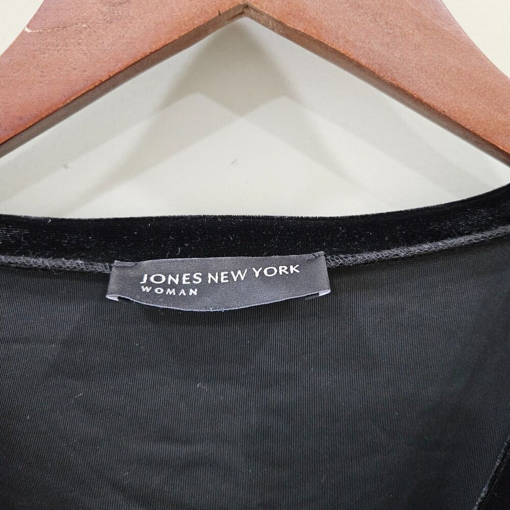 Jones New York Womens Whimsygoth Velvet Top Plus Size Black Office Witchy Grunge - Picture 4 of 10